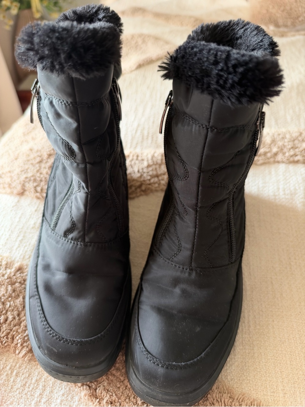Pajar Black Faux-Fur Trim Winter Boots